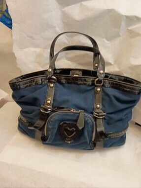 Love Moschino Canvas Patent Large Iconic Heart Tote Bag